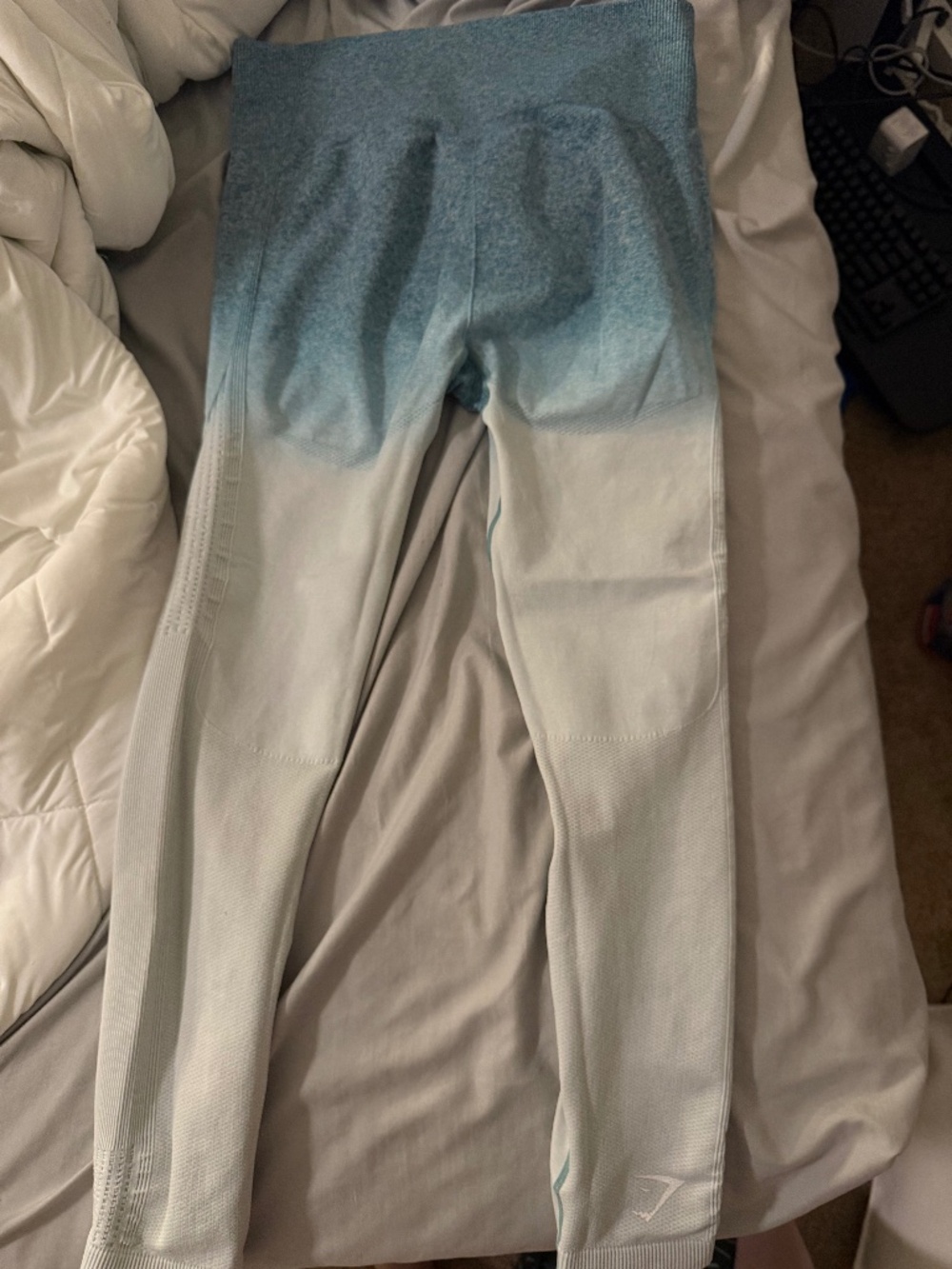 Gymshark White and Blue Leggings Size Large